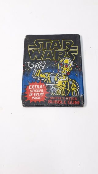 Vintage Topps 1977 Star Wars 4 Card Fun Wax Pack Card Sticker