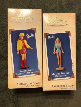 Set Of 2 Hallmark Barbie Keepsake Christmas Ornament Ornaments Smasheroo Malibu