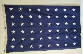 Ww2 48 Star Us Navy Union Jack Flag Stitched 4’ X 6’ Antique