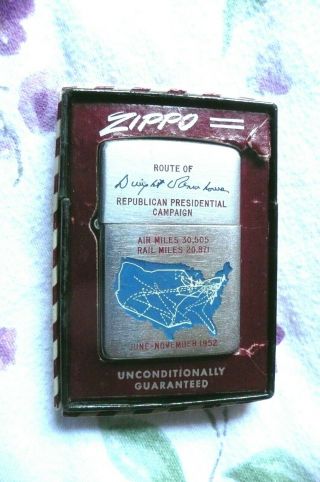 Vintage 1952 Town & Country Zippo Eisenhower ' s Presidential Campaign Map Nr. 2