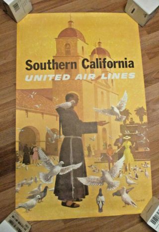 Vintage Travel Poster: United Air Lines.  Southern California.  By Galli