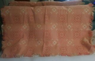 Vintage Wool Throw By Trefriw Pinks And Cream Reversible Made In Wales