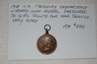 1918 Us Treasury Department Liberty Loan Girl Scout War Service Medal