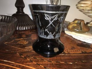 Rare Early Masonic Glass Vase Wheel Engraved Estate Find 19th Century Price Drop