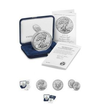 2019 - S American Eagle One Ounce Silver " Enhanced Reverse " Proof Coin Open Box
