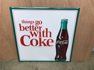 " Coca Cola W/ Bottle " Embossed Metal Advertising Sign (23.  5 " X 23.  5),  Near