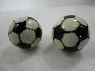 Vintage Chinese Cloisonné Chiming Soccer Health Balls