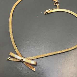 Vintage Signed Christian Dior Gold Plated Germany Bow Mesh Choker Necklace