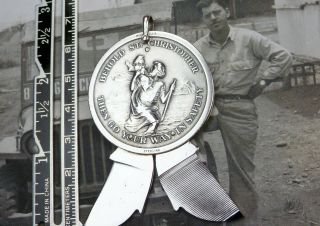 Wwii Chaplin’s Hickok Sterling St.  Christopher Round Pocket Knife Medal