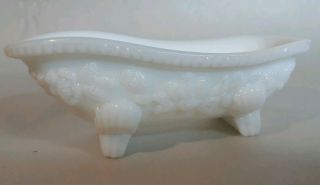 Antique Rare Avon Milk Glass Bathtub Leg Soap Dish Mini 6 " ×3 "