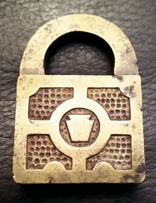 Vintage Antique E.  T.  Fraim Co.  Warded Padlock Brass No Key Made In Usa Lock