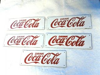 (5) Vintage Coca Cola (coke) Porcelain & Metal Advertising Sign Small