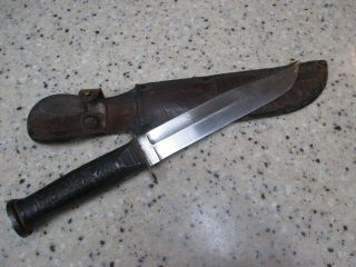 Vintage Wwii Western L 46 - 8 Combat Fighting Knife Govt.  Issued W/leather Sheath