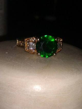 Vintage10kt Gold Emerald & Diamond Ring Never Worn Size 5.  5