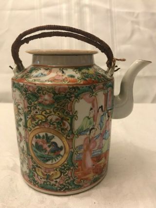 VINTAGE CHINESE FAMILLE ROSE TEAPOT 6.  5” Tall x 7” W Spout to Back 3