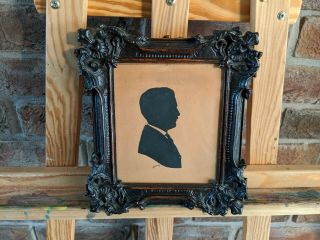 Antique Vintage Miniature Portrait Silhouette Of A Gentleman - Signed