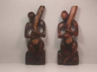 2 African Hand Carved Wooden Statue