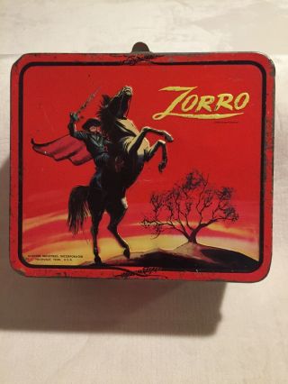 Metal Lunchbox,  1966 Zorro Red Sky Without Thermos