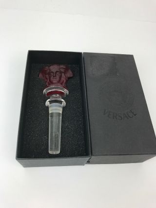 Rosenthal Versace Crystal Medusa Wine Bottle Stopper Red W/original Box Open Box