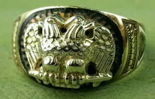 14k Solid Yellow Gold 32 Degree Master Masonic Ring Size 10