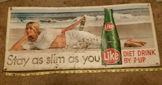 " Like " Diet Drink By 7 Up “stay As Slim As You Like " Soda Embossed Vintage Sign