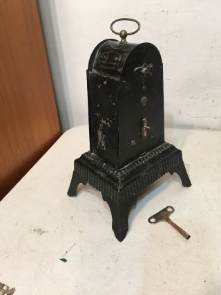 Rare Antique Cast Iron Clock Work Mechanism Spit Jack Roasting Rotisserie Tower