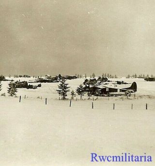 Org.  Photo: Us Soldier View Captured Airfield W/ Luftwaffe Transport Gliders