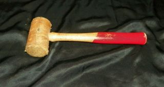 Vintage Rawhide Leather Rolled Mallet Hammer 12 " Wood Handle