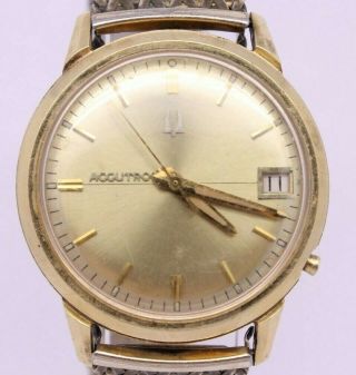 Vintage C.  1970 Bulova Accutron Mens 34mm 14k Gf Watch 218d Jb Champion = Repair