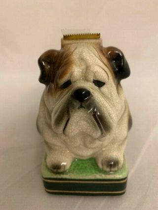 Vintage English Bulldog Desktop Tape Dispenser Takahashi Porcelain Ceramic Japan