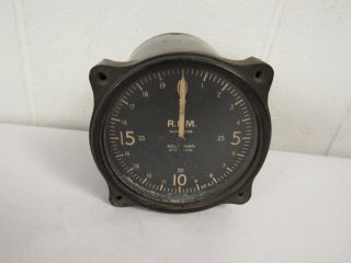 Vintage 1940s Airplane Gauge R.  P.  M.  U.  S.  Army Air Force Coleman Wwii Aircraft