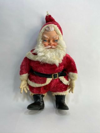 Vintage 50s 1950s 24 " Santa Claus Doll Rubber Face Hands Boots Christmas Plush