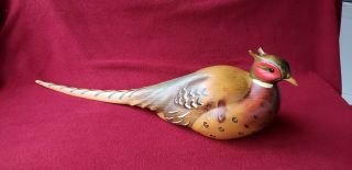 1999 - Big Sky Carvers Solid Wood & Painted Pheasant Decoy,  25 " Life Size - Signed