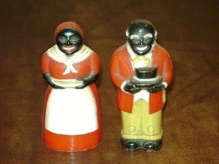 Vintage Aunt Jemima & Uncle Mose Plastic Salt & Pepper Shakers F&f Die