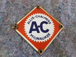 Allis Chalmers Porcelain Sign Farm Tractor Gas Oil Electric Milwakee Wi