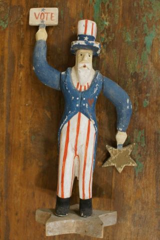 Antique Vintage Uncle Sam Vote Whirligig Folk Art