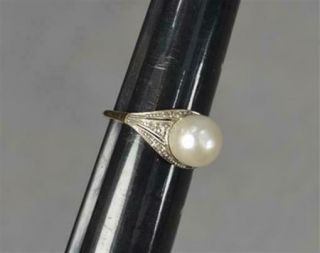 14k Gold Pearl Diamond Ring Victorian Cocktail Estate Antique