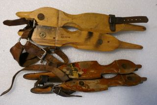 Antique Wooden Winter Ice Skates Great Cabin North - Woods Display