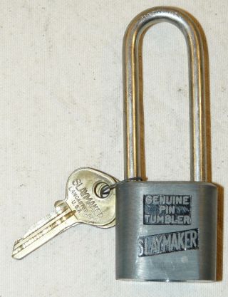 Vintage Slaymaker Hardened Pad Lock W/ 2 Keys Inv13264