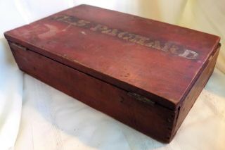 ANTIQUE Country PRIMITIVE Advertising GENERAL STORE BOX Signed C.  S.  PACKARD 3