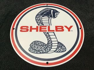 Vintage Shelby Porcelain Sign Gas Oil Service Station Pump Plate Rare Mustang
