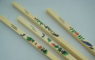 2 Vintage Chinese " Chop - Sticks " With Handpainted Detail.  100 Cow Bone
