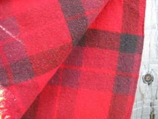 Vintage Pendleton 100 Virgin Wool Blanket Red Black Plaid 49 