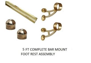 5 Ft.  Brass Bar Mount Foot Rail Kit For Home Bar - Brass Tube