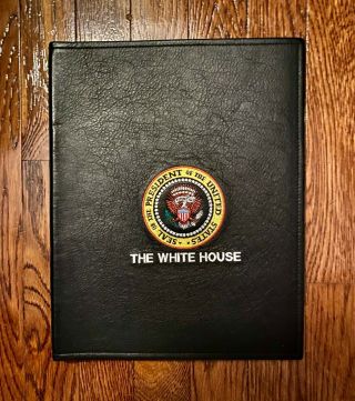 Very Rare President Ronald W.  Reagan Black Leather Presidential Seal Portfolio