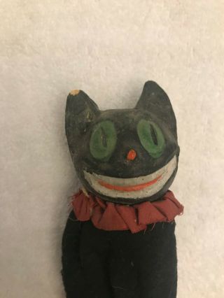 Rare Early 1900s Vintage Halloween German Black Cat Composition Rattle - 10.  50 "