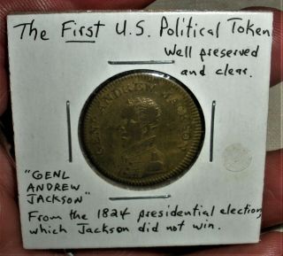 1824 Andrew Jackson Presidential Election Political Token “nation’s Good” Vafo