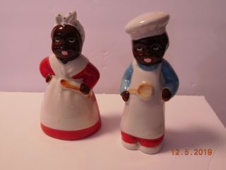 Vtg Relco Black Americana Chef Pappy & Mammy Salt & Pepper Shakers 5” Tall