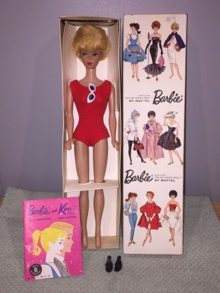 Vintage 1962 Blonde Bubblecut Barbie W/ Oss,  Box & Acc.  3 Days Only