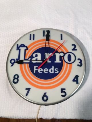 Vintage Larro Feed Ohio Advertising Clock Pam Era Lighted